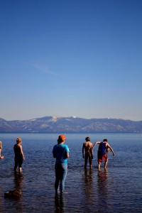There isn’t a whole lot to do, so we’ve been making frequent trips into Truckee and adventures with most of the team. The other day we went down to the lake (Lake Tahoe). It was sunny and warm (in the upper 60s) and we played in the water a bit.